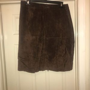 Isaac Mizrahi Genuine Leather Brown Leather Skirt